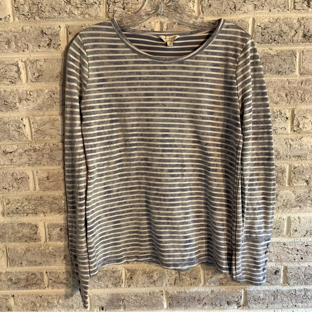 Lucky Brand Blue and White Striped Tee Size Small